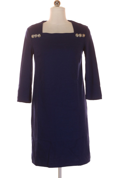 Modré Polyesterové Večerní šaty s Krátkým Rukávem VENCA