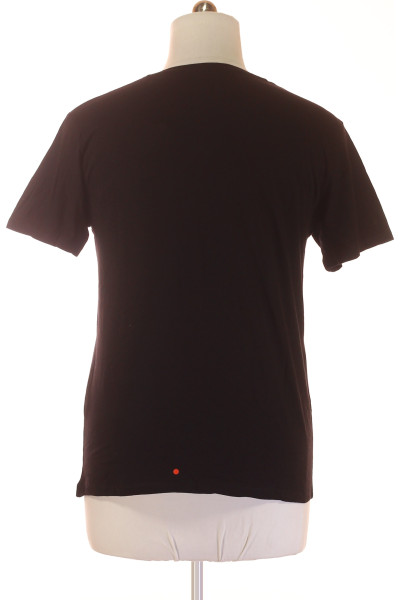 Černé Bavlněné Jednoduché Pánské Tričko s Krátkým Rukávem KIABI