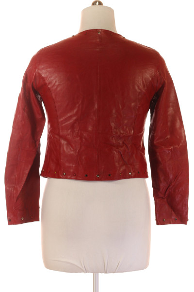 Kožená jarní bunda Pedro del Hierro červená slim fit