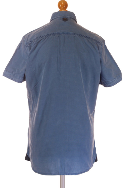 Modrá Pánská Košile Jednobarevná Outlet Vel. M