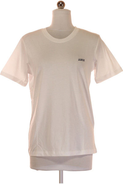 Bílé Bavlněné Jednoduché Dámské Tričko S Krátkým Rukávem JJXX