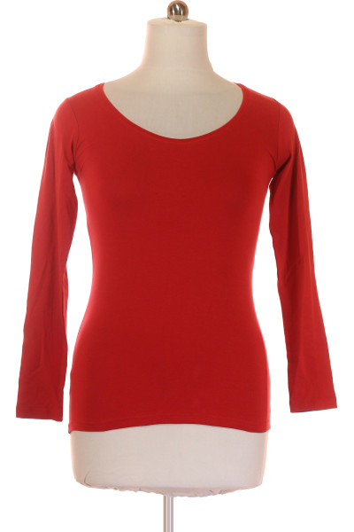 Červené Bavlněné Jednoduché Dámské Tričko S Dlouhým Rukávem PIAZZA ITALIA