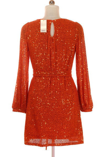 Oranžové  Šaty s Ozdobami Lipsy Vel. 38