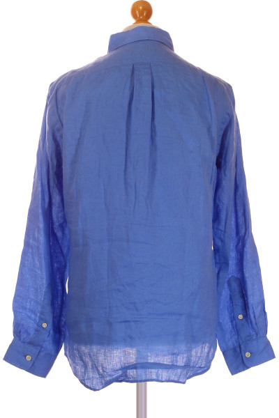 Modrá Lněná Pánská Košile Jednobarevná POLO CLUB Royal Berkshire Vel. M