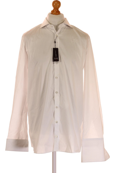 Bílá Pánská Košile Jednobarevná OLYMP Outlet Vel. 45
