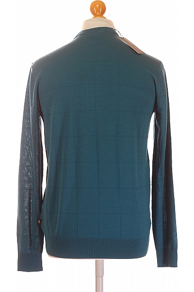 Pánský vzorovaný pulovr ARMANI z vlny, modrý, slim fit