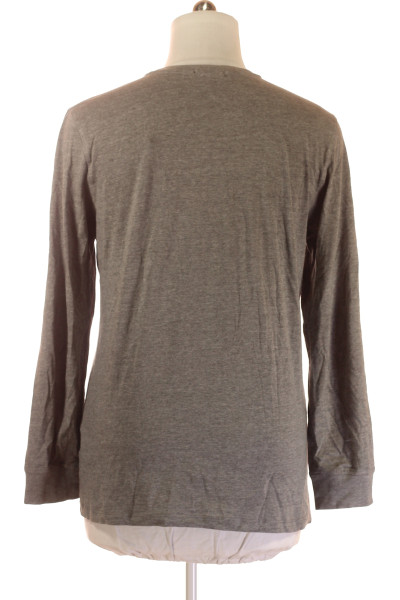 CHIEMSEE Pánské bavlněné tričko s dlouhým rukávem v melírové šedé