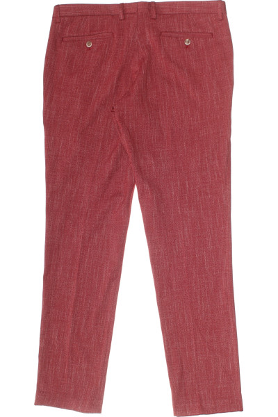 MC NEAL Pánské Červené Texturované Kalhoty Slim Fit