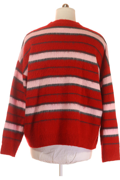 REVIEW Dámský pruhovaný svetr v červeno-šedé kombinaci