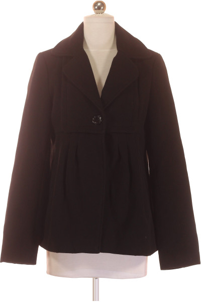 Vera Mont Elegantní Dámský Černý Kabát S Vlněnou Texturou
