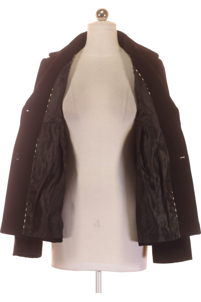 Vera Mont Elegantní Dámský Černý Kabát s Vlněnou Texturou