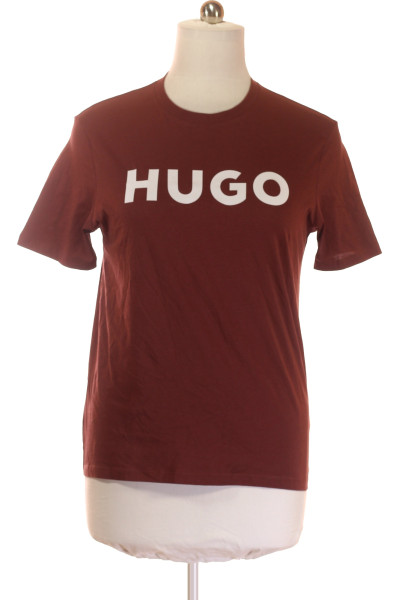 Hugo Boss Pánské Tričko S Logem, Hnědé, Trendovní Střih