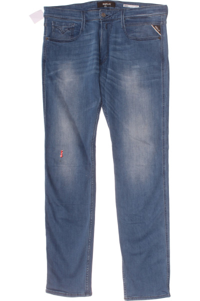 REPLAY Pánské Slim Fit Jeans Modré S Drobným Flíčkem
