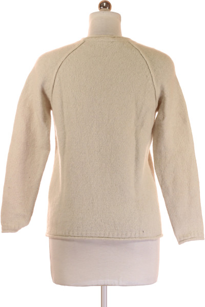 Dámský svetr z alpaky a vlny, elegantní pohodlný pulovr, světle béžový