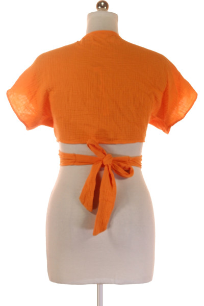 REVIEW Dámské zkřížené tričko s krátkým rukávem, oranžové
