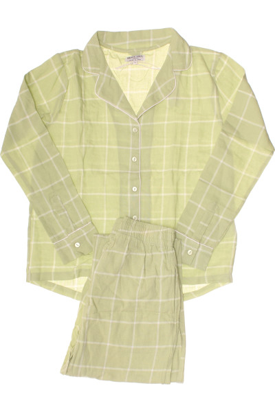 BRAVE SOUL Dámské Bavlněné Pyžamo S Košilovým Stylem V Zelené Barvě