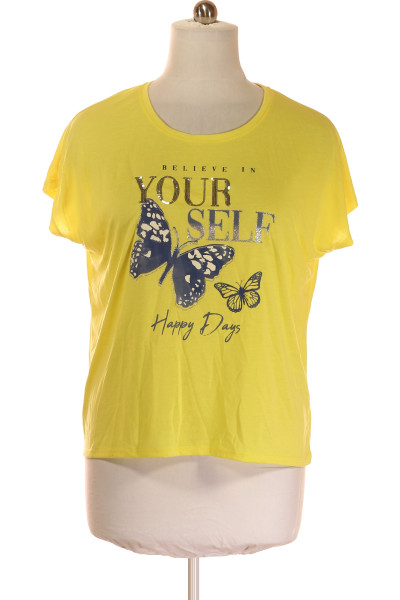 Montego Dámské Inspirativní Tričko S Motýly, Žlutá