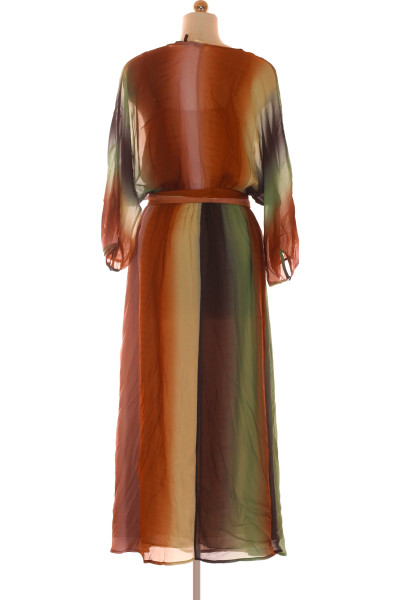 Vícebarevné šifonové šaty s volánem a páskem ottod’Ame