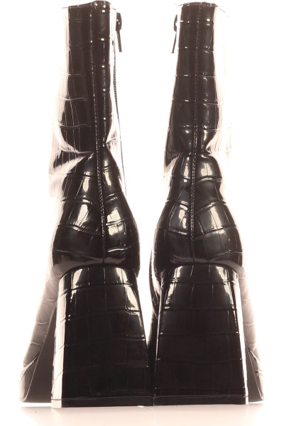 Dámské kotníkové boty s krokodýlím vzorem a blokovým podpatkem