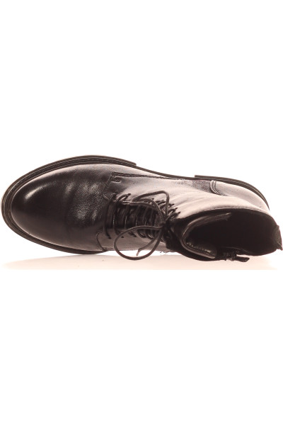MJUS dámské kotníkové kožené boty černé s šněrováním