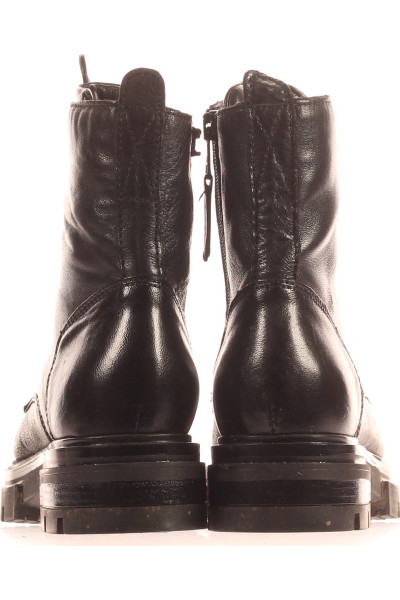 MJUS dámské kotníkové kožené boty černé s šněrováním