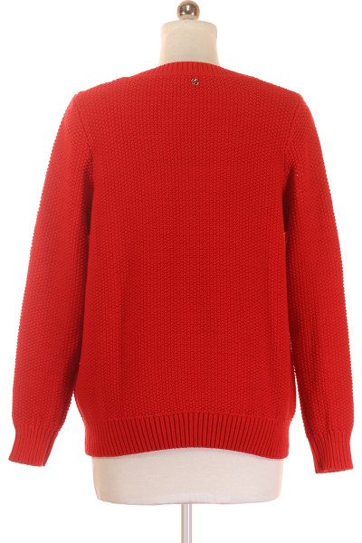 Pohodlný bavlněný svetr s V-výstřihem s.OLIVER, červený, dámský