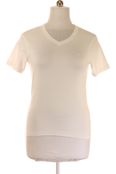 LAWRENCE GREY Pánské Tričko Jednoduché Bavlněné V-Neck Bílé Slim Fit
