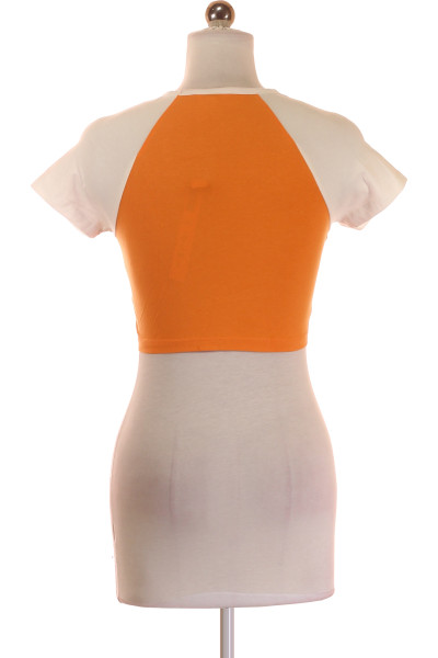 REVIEW Dámské oranžovo-bílé tričko s potiskem