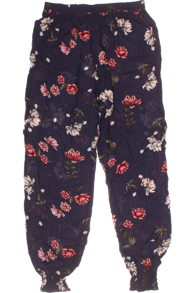 Dámské letní viskózové kalhoty s květinovým vzorem a volným střihem