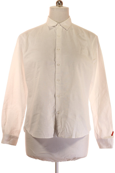 Lněná Košile S Dlouhým Rukávem Lawrence Grey V Bílé Barvě, Pro Muže