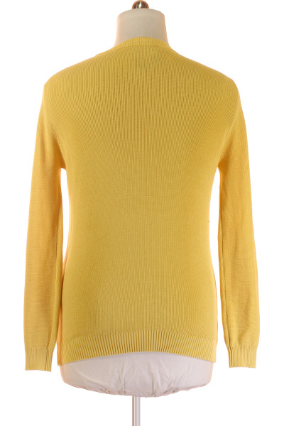 Jemný bavlněný pulovr žlutý MAERZ s dlouhým rukávem pro dámy
