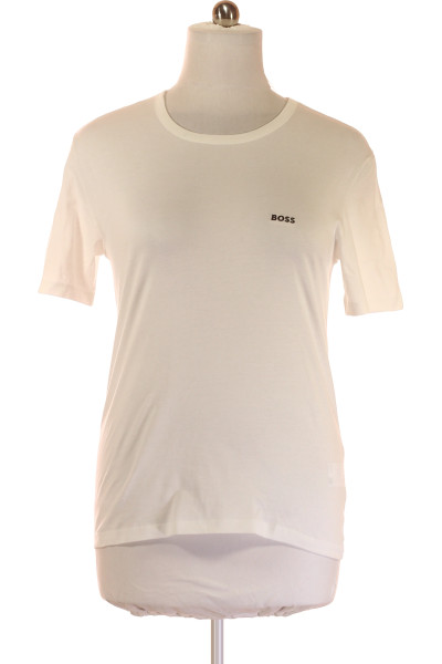 Hugo Boss Pánské Tričko Jednoduché Bavlněné Slim Fit Bílé