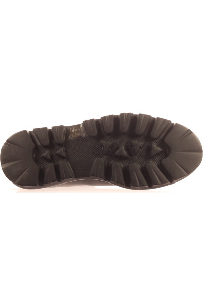 Dámské kožené kotníkové boty černé s robustní podrážkou - celoroční