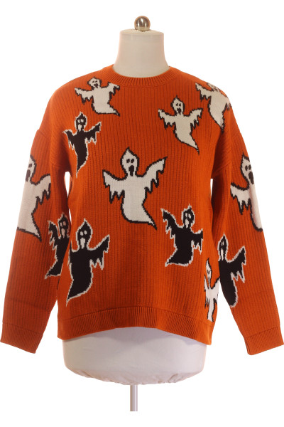 Pánský tematický svetr ASOS s duchy, oranžový, na Halloween