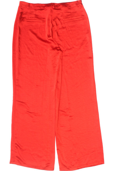 Elegantní červené široké polyesterové kalhoty pro dámy