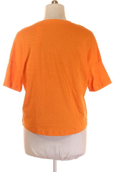 Esprit Pánské Bavlněné Tričko s Grafickým Potiskem, Oranžové