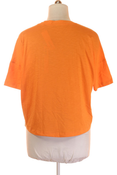 Esprit Pánské Bavlněné Tričko s Potiskem v Oranžové Barvě, Letní Styl