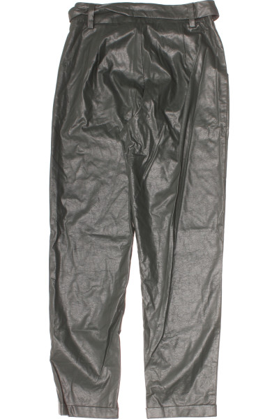 Rovné koženkové kalhoty Funky Buddha, černé, trendy střih
