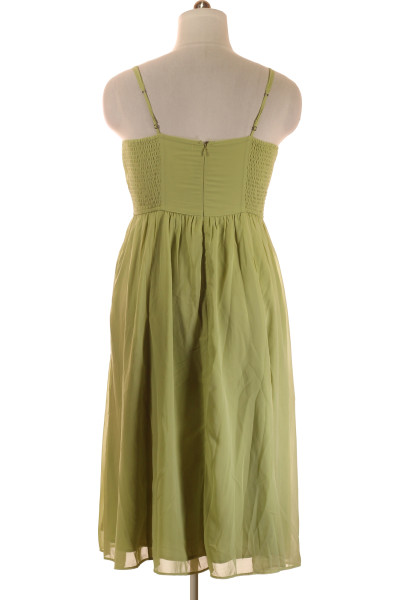 Letní šaty Abercrombie & Fitch s rozparkem a řasením, olivově zelená