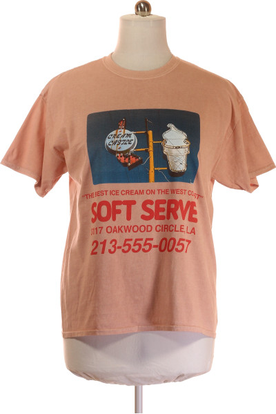 BDG Pánské bavlněné tričko s potiskem Retro Soft Serve, Letní