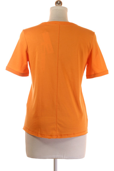 Esprit Bavlněné Jednoduché Tričko Oranžové Na Volný Čas