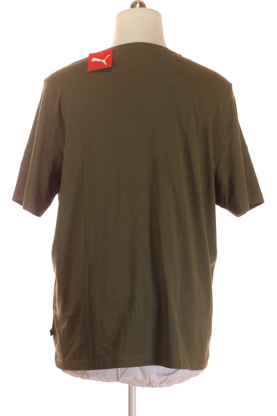 Sportovní pánské tričko Puma bavlna/polyester v khaki odstínu