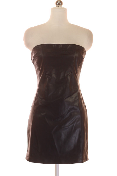 Pouzdrové šaty PULL&BEAR Imitace Kůže černé Elegantní Večerní