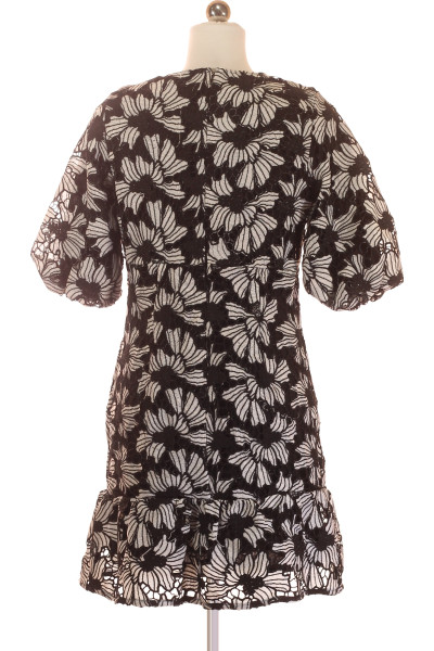 Květované volné šaty s volánky Coast, černobílý design, polyester