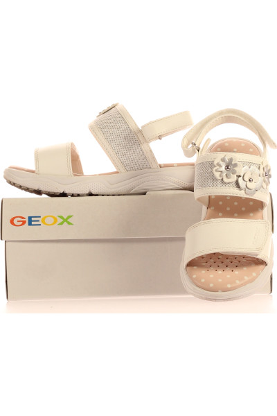 Dívčí letní sandálky GEOX s květinovou aplikací, světlé, pohodlné