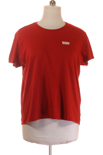 Ležérní Bavlněné Tričko LEVIS Červené S Kulatým Výstřihem Pro Volný Čas