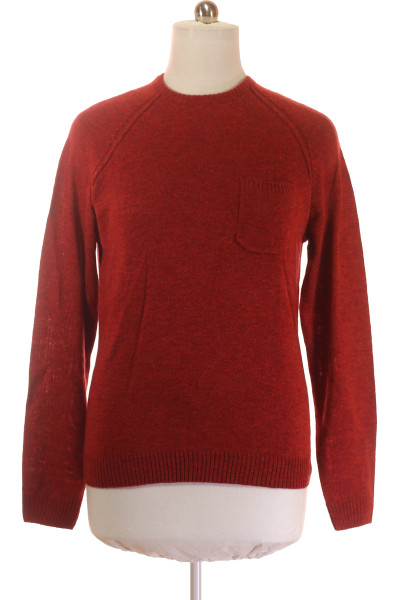 Pánský červený pulovr OVS s kapsou, akrylový, na podzim