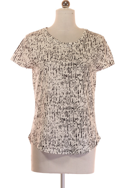 Bavlněné tričko OVS s abstraktním černobílým vzorem, ležérní střih