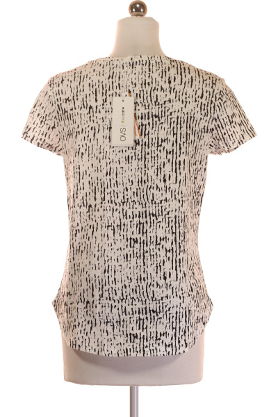 Bavlněné tričko OVS s abstraktním černobílým vzorem, ležérní střih