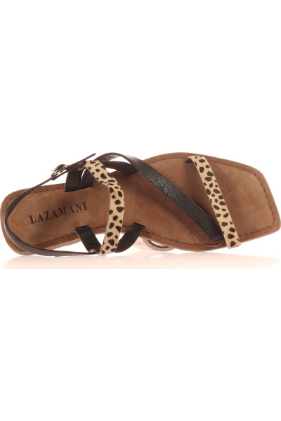 Kožené sandály Lazamani s leopardím vzorem a pásky pro léto